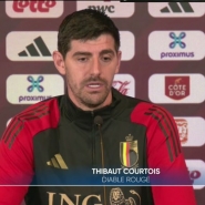 Les Diables Rouges sont réunis depuis hier à Tubize. Ils ont fait la connaissance de leur nouveau sélectionneur Rudi Garcia. Ils affrontent l'Ukraine jeudi et dimanche en barrages de la Ligue des Nations. Thibaut Courtois est de retour parmi eux, et a accepté de s'exprimer sur la question.