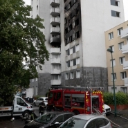 Immeuble après l’intervention des pompiers à Reims