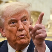 US President Donald Trump speaks during a meeting with Bahraini Crown Prince Salman bin Hamad al-Khalifa in the Oval Office of the White House in Washington, DC, on July 16, 2025. (Photo by ANDREW CABALLERO-REYNOLDS / AFP)
