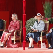 Princess Delphine’s husband Jim O’Hare, Princess Delphine and Princess Claire of Belgium pictured during the military and civilian parade on the Belgian National Day, in Brussels, Monday 21 July 2025. This parade pays tribute to our country’s security and emergency services, such as the army, police, fire brigade or civil protection.
BELGA PHOTO NICOLAS MAETERLINCK