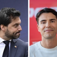 Montage photo : Georges-Louis Bouchez à gauche et Conner Rousseau à droite