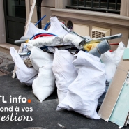 Déchets de chantier sur un trottoir