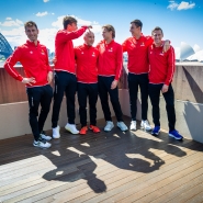 Sander Gillé, Raphaël Collignon, Steve Darcis, Zizou Bergs, Joran Vliegen et Kimmer Coppejans, joker à l’époque, le 12 septembre à Sydney en marge de leur victoire face à l’Australie