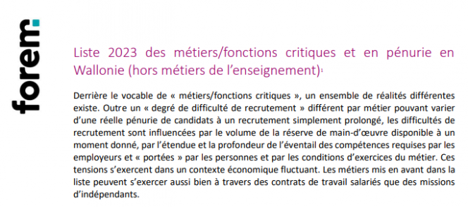 liste metiers en penurie