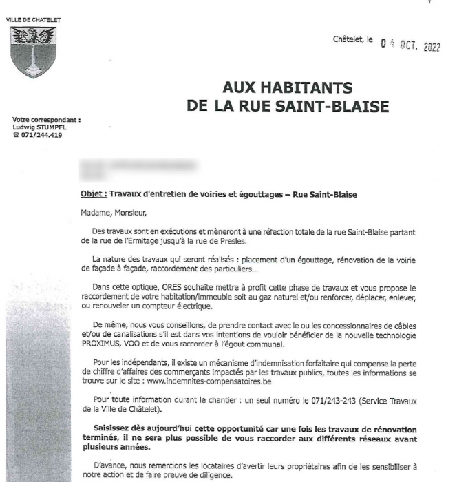 L'avis aux habitants 