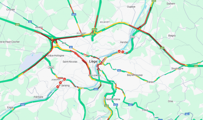 Circulation à Liège le 6 juin vers 17h15