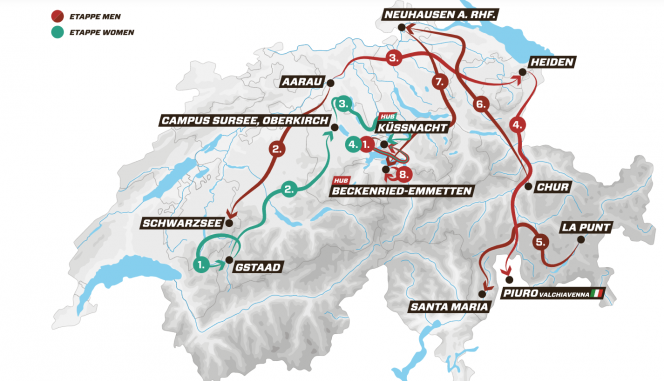 Les tracés des Tour de Suisse féminin et masculin