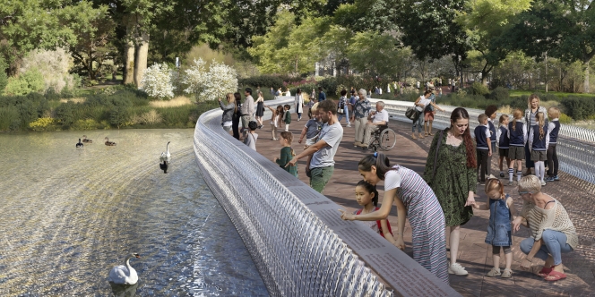 Le pont qui fera partie du projet de mémorial dédiée à la reine réalisé par Norman Foster.