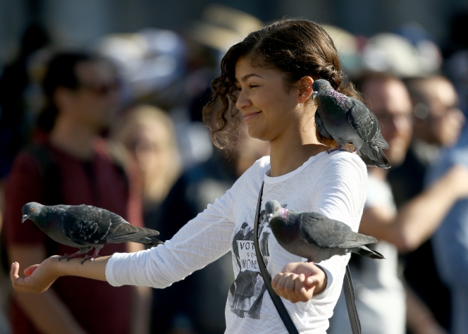 L’actrice Zendaya Coleman à Venise pour le tournage du nouveau chapitre « Spiderman Far from home ».