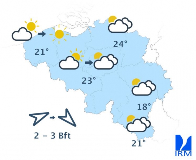 Les prévisions de l’IRM pour ce mercredi.