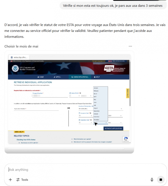 Ma conversation avec l’agent de ChatGPT, et le « navigateur virtuel » qu’il a lancé