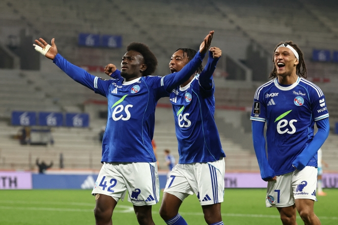 Diego Moreira célébrant le but de Strasbourg