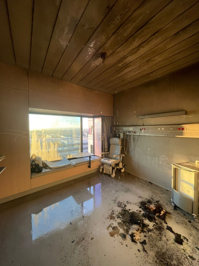 La chambre où s’est produit l’incendie, au MontLégia.