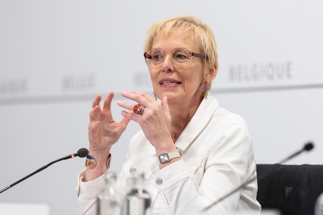 Karine Lalieux, alors ministre fédérale des Pensions, en 2023.