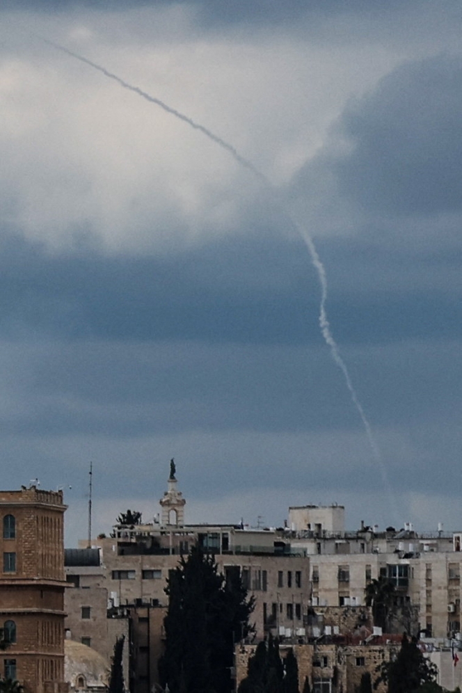 Smoke in the sky over Jerusalem, after missiles were launched from Iran towards Israel, following Israel and U.S. strikes on Iran, February 28, 2026. REUTERS/Ammar Awad