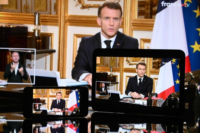 Emmanuel Macron, lors de son allocution télévisée, ce mardi soir