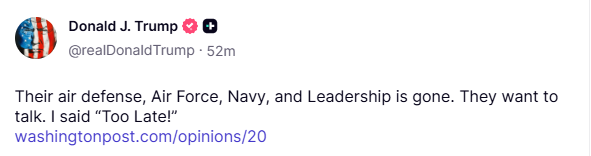 Trump a communiqué sur son réseau Truth Social